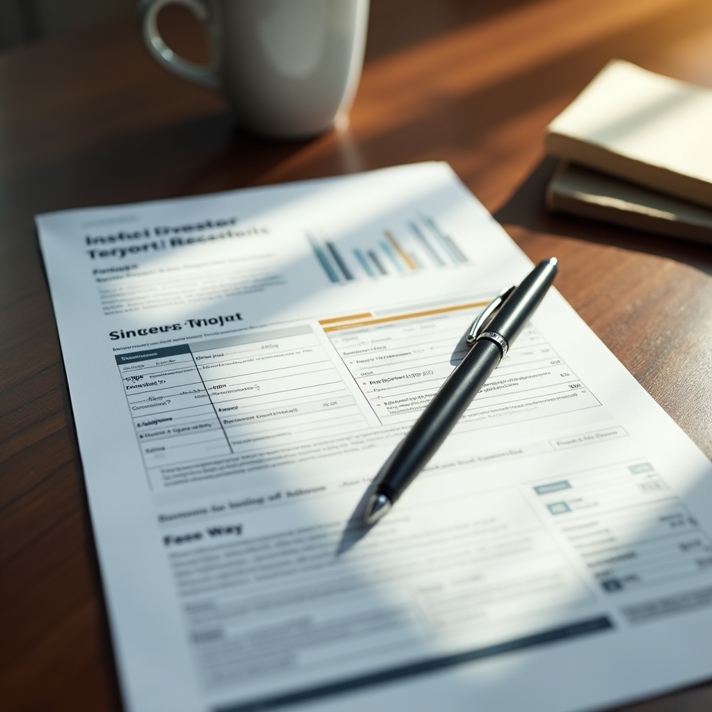 Structured investor report documents on a desk