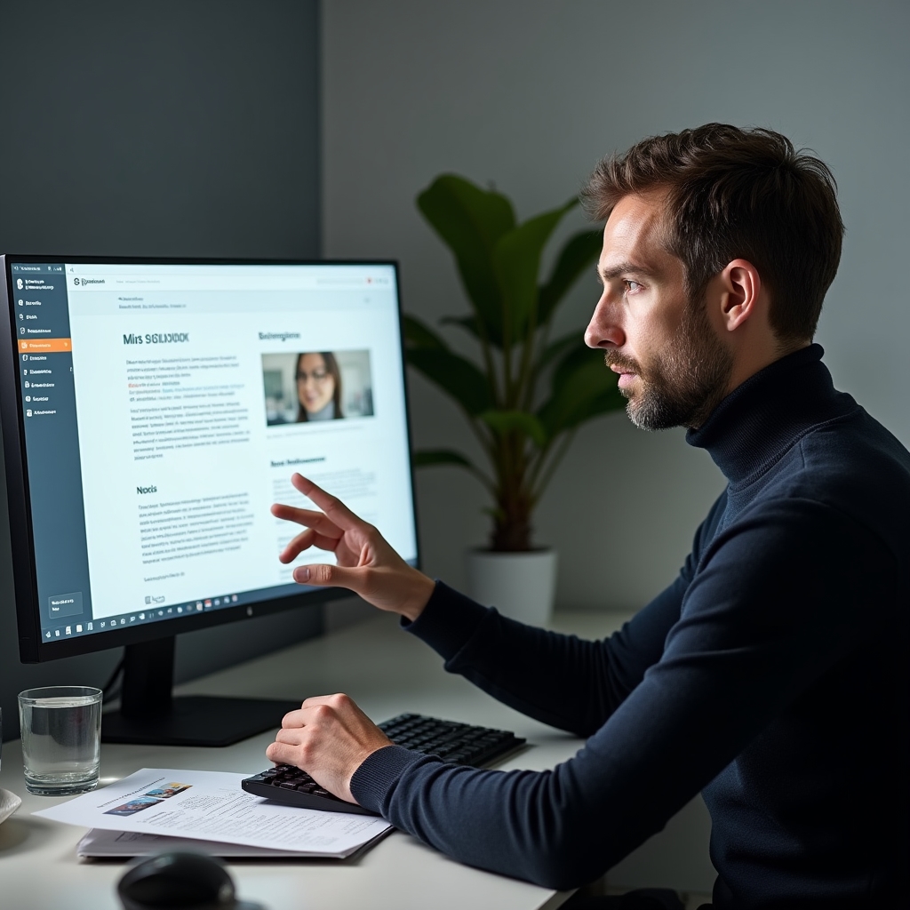 Project website design displayed on laptop screen in modern workspace